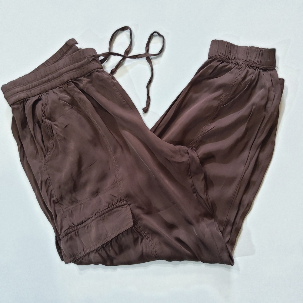 Aerie Track Pants Womens Large Brown Drawstring Lightweight Comfort Loungewear - Picture 2 of 4
